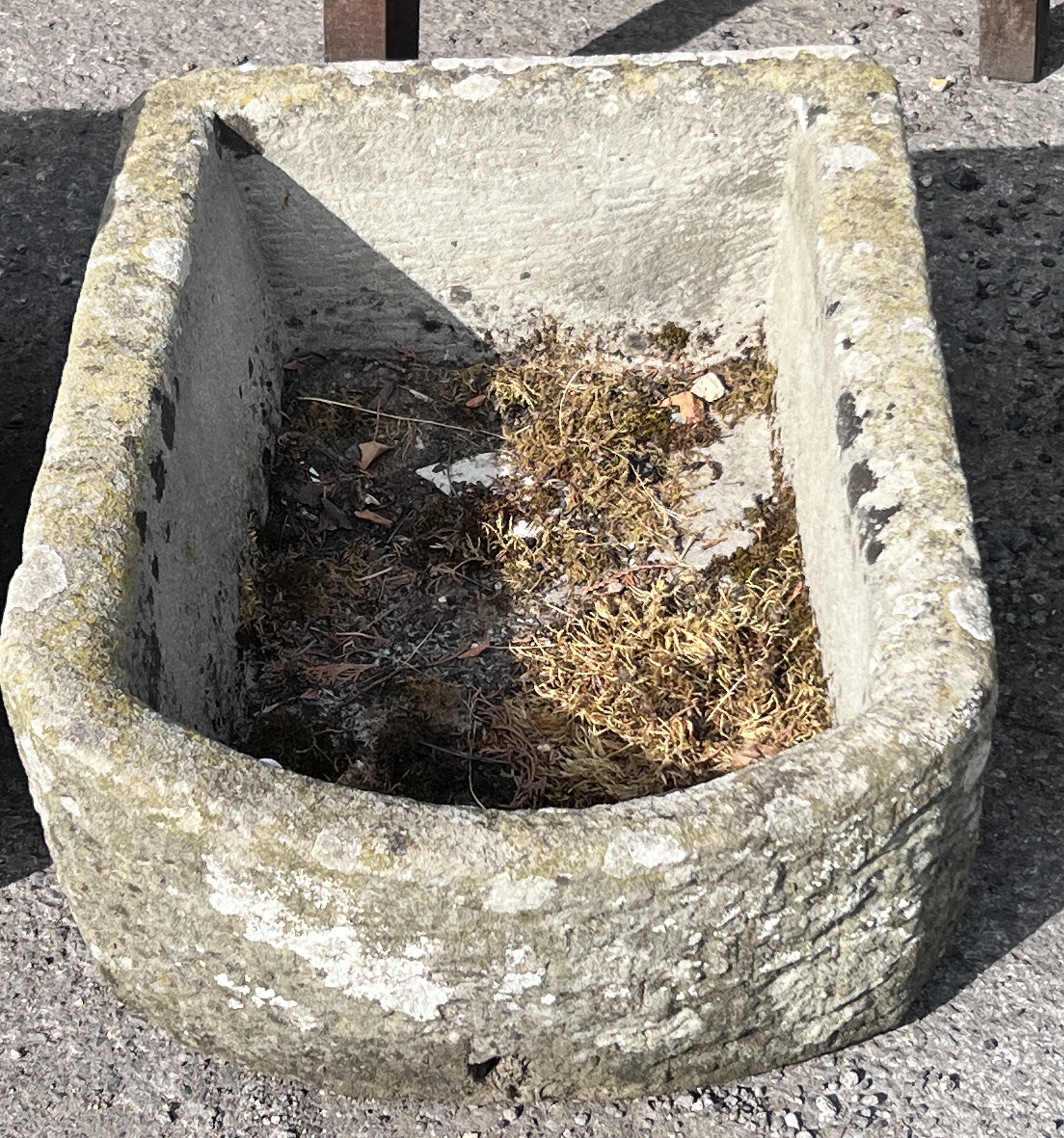 A stone trough, length 62cm, height 43cm